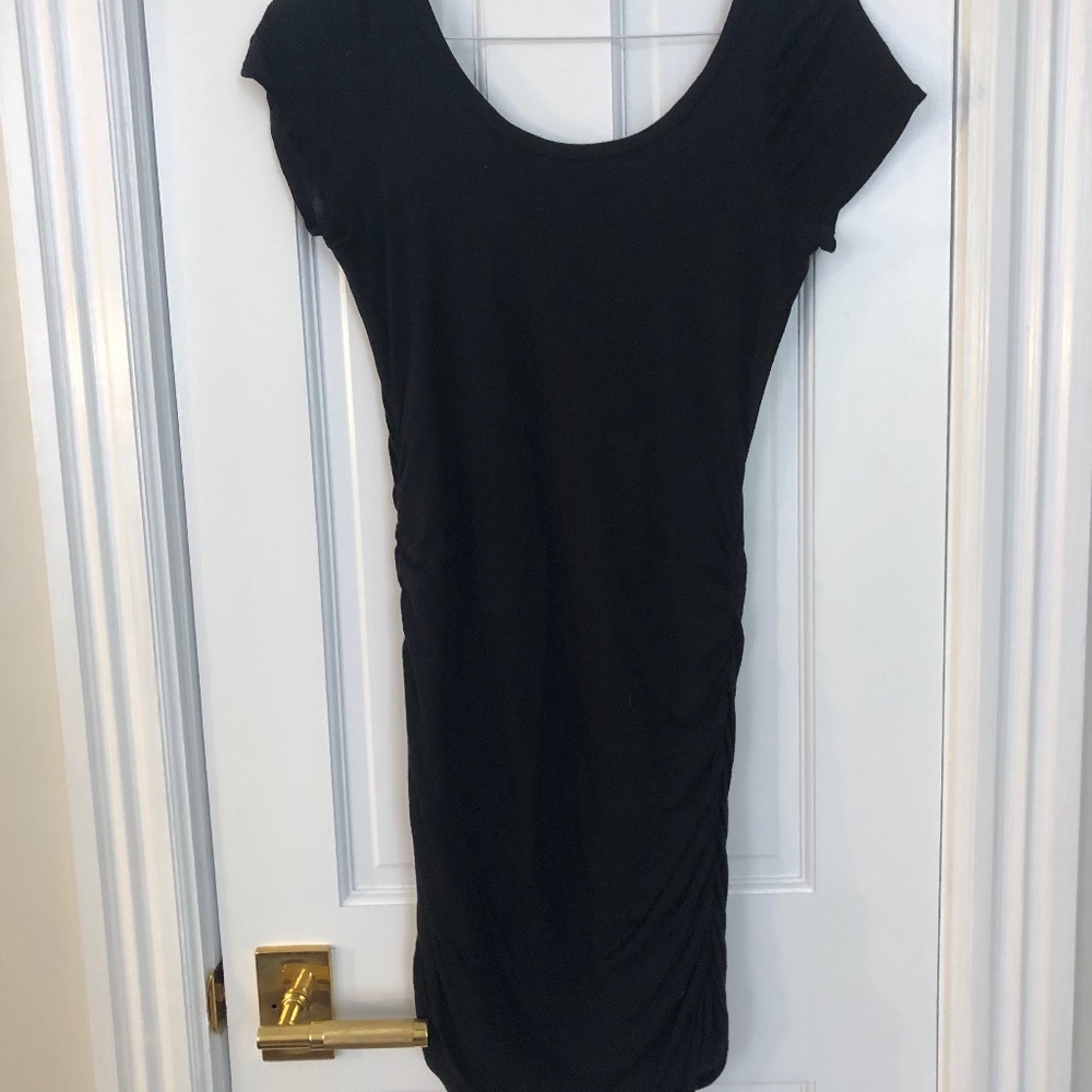 Splendid Black Mini Dress With Ruched Sides Small